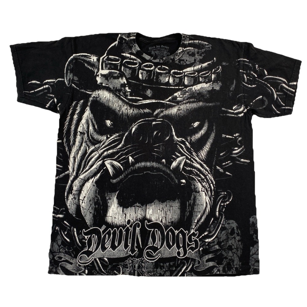 Black Ink Design Devil Dogs Beast Black T-Shirt AOP Black Men's XL